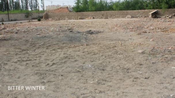 Site of leveled mosque located in the Xianfeng Group of Huangtian Farm, Yizhou District