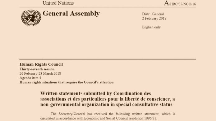United Nations Commission on Human Rights: Human rights organizations issue a statement calling on The Church of Almighty God