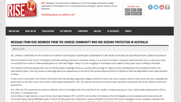 Message From Rise Members From the Chinese Community Who are Seeking Protection in Australia