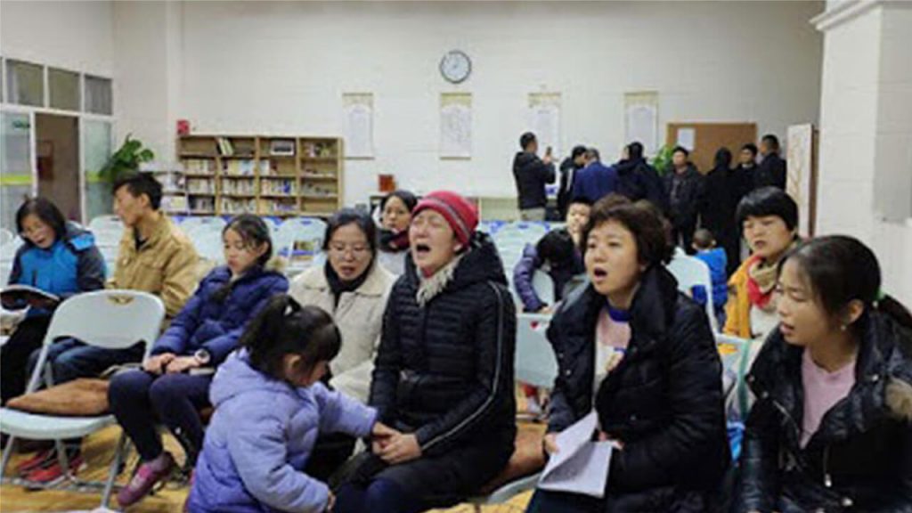 Members of the Early Rain Covenant Church in Sichuan's provincial capital Chengdu fast and pray after their pastor, Wang Yi was detained in a police raid, Dec. 12, 2018.