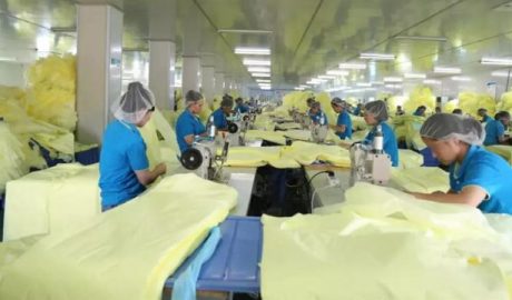 Uyghurs in a factory