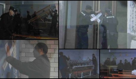 Government employees clear out and seal off churches in Inner Mongolia.