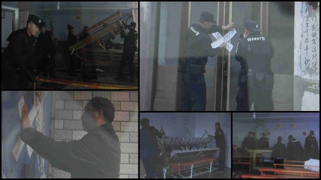 Government employees clear out and seal off churches in Inner Mongolia.