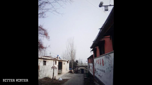 Surveillance cameras were installed outside a church manager’s house in Mengzhuang town.