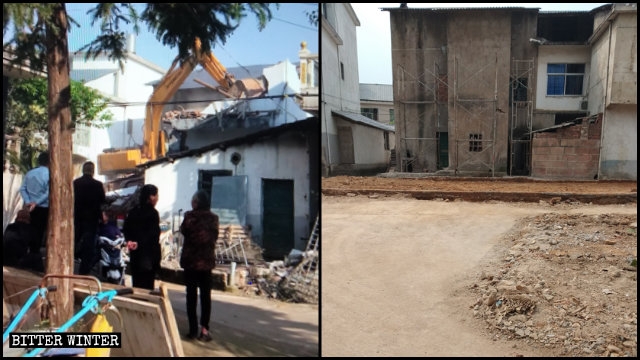 An old Local Church venue in Shangrao was razed to the ground.