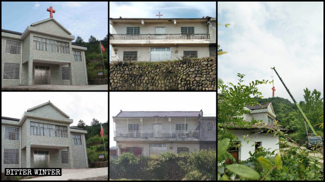 Numerous old Local Churches in Shangrao’s Guangfeng district had their crosses removed.