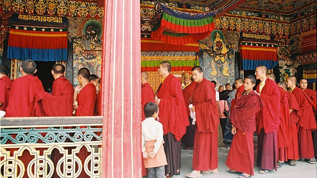 Lamas at the Rumtek monastery in Sikkim.