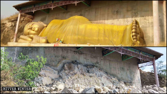 The reclining Buddha statue was also demolished.