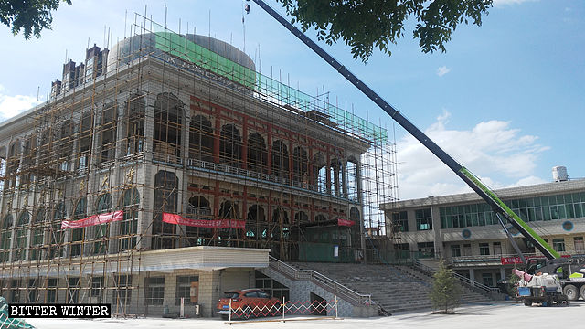 The Dongjiao Grand Mosque in Kongtong had its dome removed in May.
