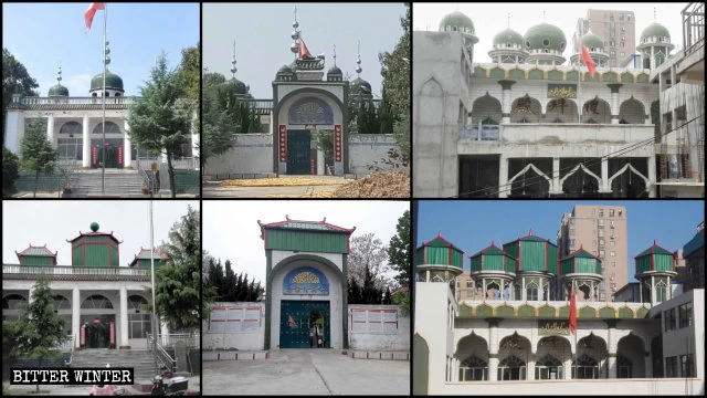 The domes and crescent symbols of two mosques in Henan’s Yuzhou city were demolished.