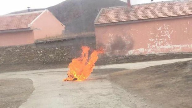 Yonten burns to death in Ngaba's Meruma township in a protest against Chinese rule, Nov. 26, 2019
