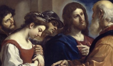 “Christ and the Woman Taken in Adultery,” painting by Giovanni Francesco Barbieri “il Guercino” (1591–1666).