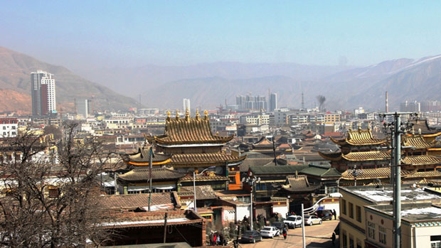 Rebgong town in China's Qinghai province is shown in a file photo.