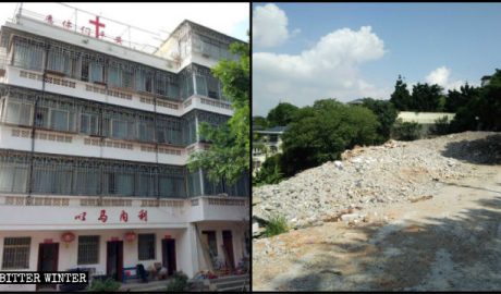 The 5-story nursing home in Gushan was turned into ruins.