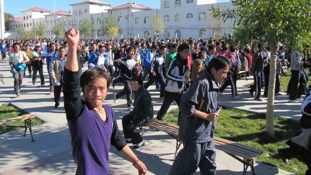 Tibetan students protesting against the marginalization of Tibetan language 