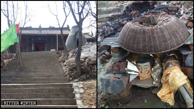 The Nai River Nainai Temple before and after demolition.