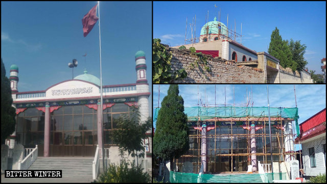 Domes, crescents, and other symbols were removed from the Yingbeizhuang village mosque in Dingningdian town, administered by Hebei’s Dingzhou city.