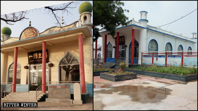 The mosque’s exterior walls were painted white.