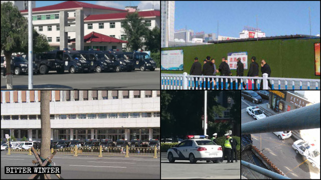 Authorities in Inner Mongolia dispatched police officers to public squares and entrances to schools in September.