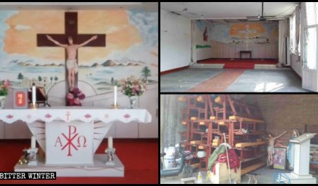A Catholic church in Shenzhou was emptied before being closed down.