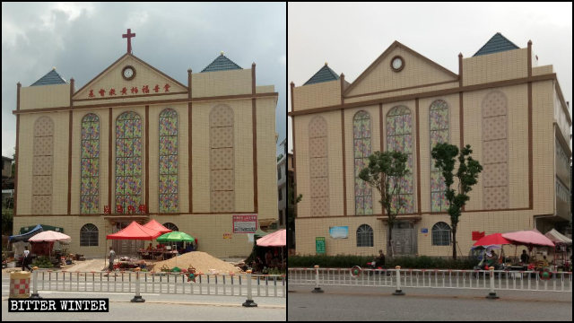 A Three-Self church in Bai village in Ruijin’s Huangbai township lost its cross in December last year.