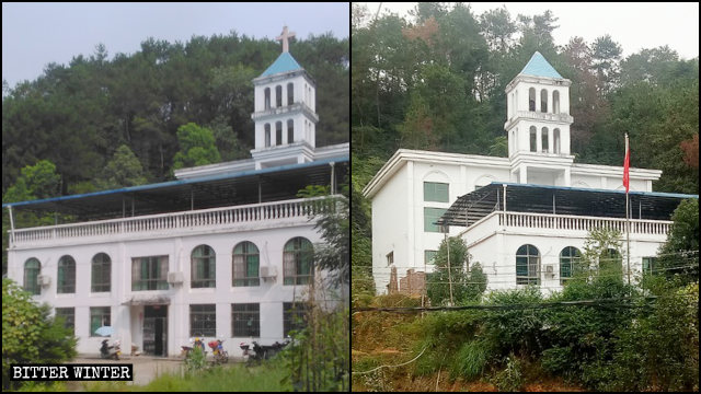 The Maao Three-Self Church in Dingnan county had its cross removed.