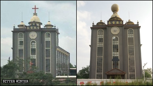 The Tandong Church’s cross was removed in August.