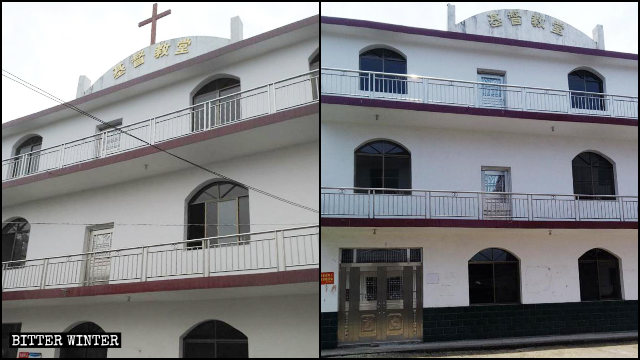 The cross of a Three-Self church in Yichun city was removed in June.