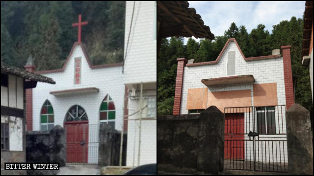 The cross of a Three-Self venue in Fuzhou city was toppled in July