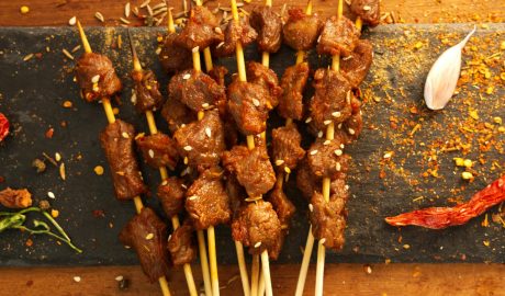Uyghur food, lamb kebab sticks